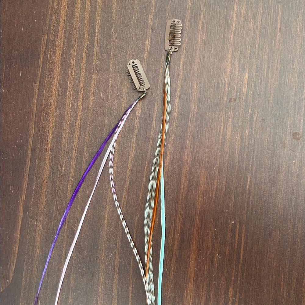 Boho feather hair clip ins